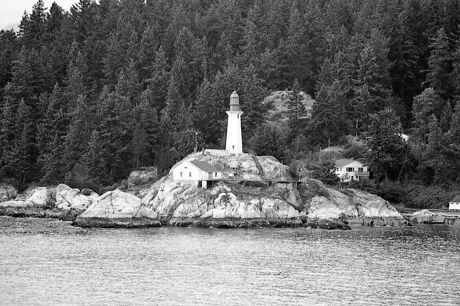 Point Atkinson Lighthouse 03 BW - West Vancouver, British Columbia Photograph by Pamela Critchlow