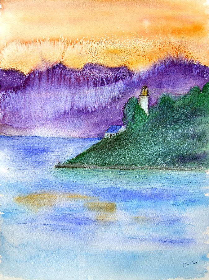 Lighthouse Painting - Point Atkinson Lighthouse by Marina Garrison Lighthouse Painting - Point Atkinson Lighthouse by Marina Garrison