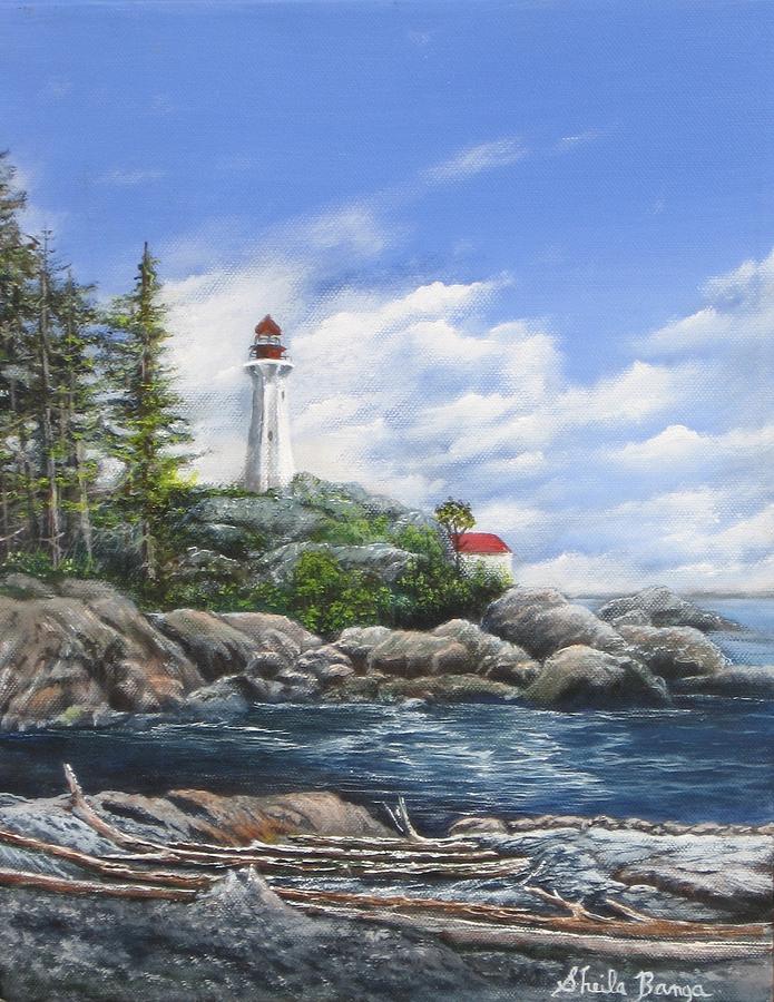 Point Atkinson Lighthouse-Vancouver Canada Painting by Sheila Banga