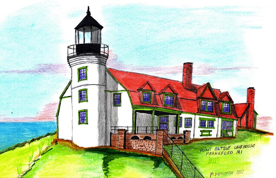 Point Betsie Lighthouse Drawing by Paul Meinerth