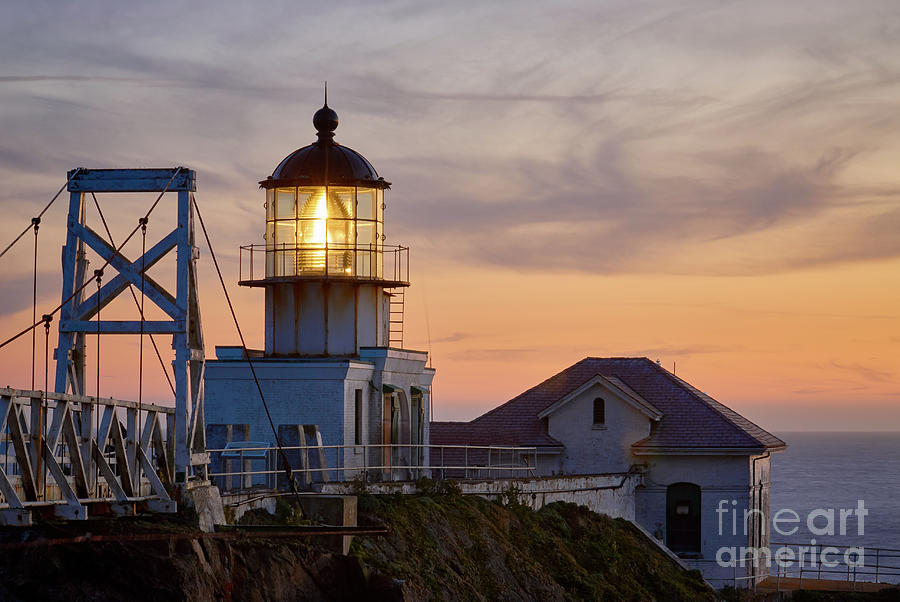Point Bonita Light House at Sunset Photograph by Dean Birinyi