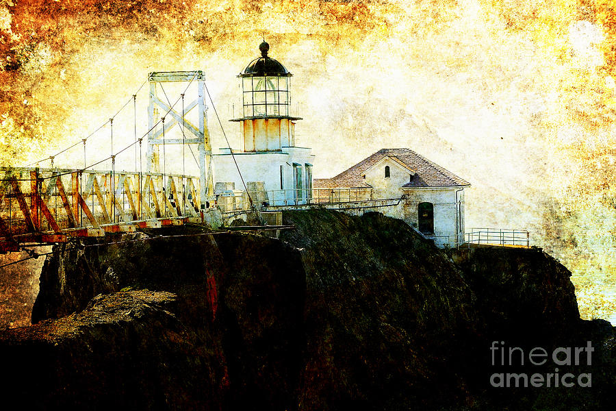 Point Bonitas Lighthouse . texture Photograph by Wingsdomain Art and Photography