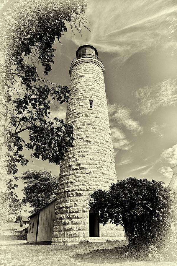 Point Clark Lighthouse B/W Photograph by Karl Anderson