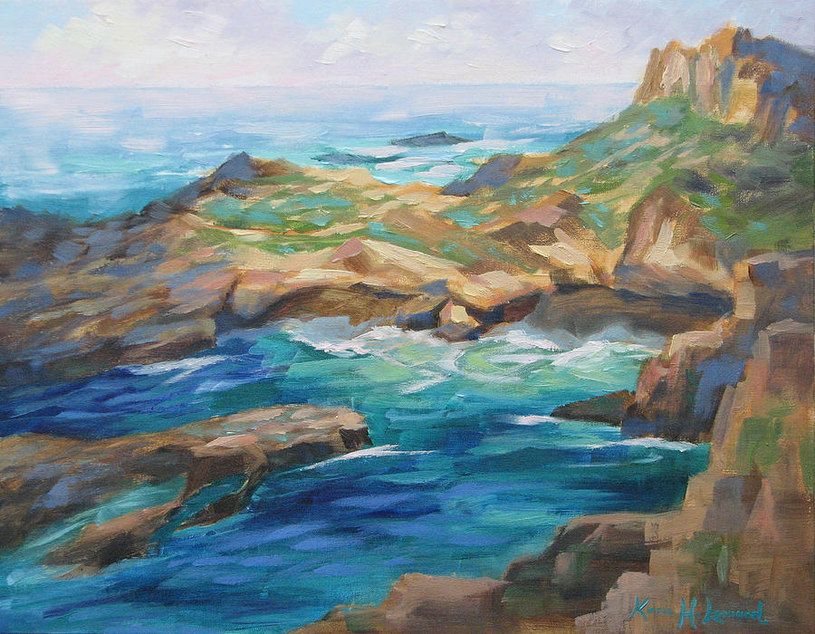 Landscape Painting - Point Lobos Cove by Karin Leonard