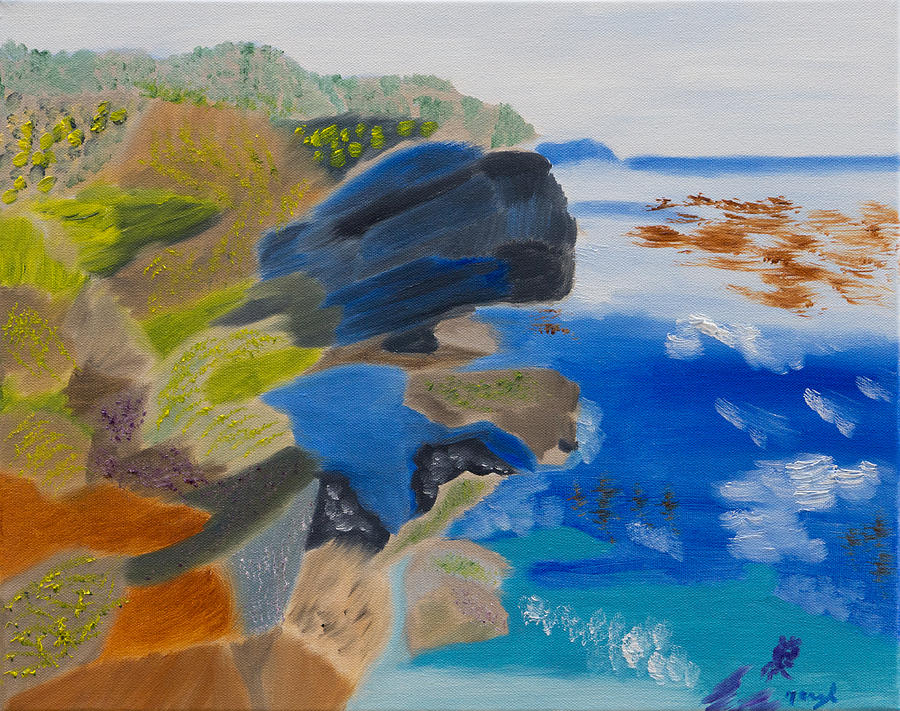Cliffs Of Point Lobos CA Painting by Meryl Goudey