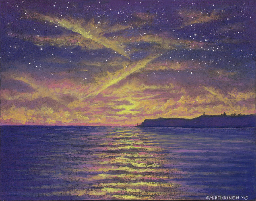 Point Loma Sunset 01 Pastel by Michael Heikkinen