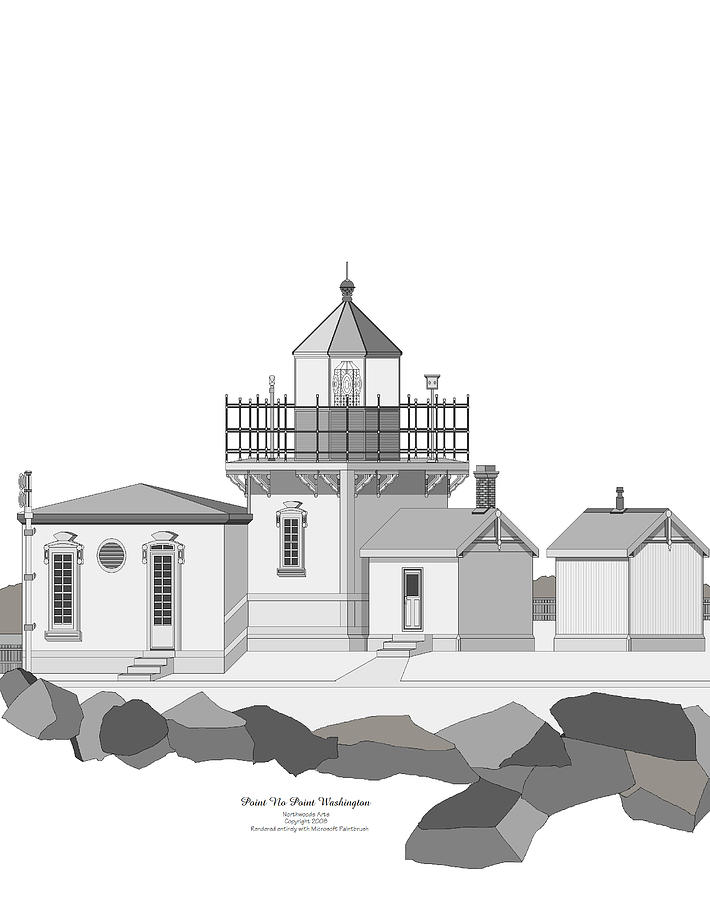 Lighthouse Painting - Point No Point as Architectural Drawing by Anne Norskog