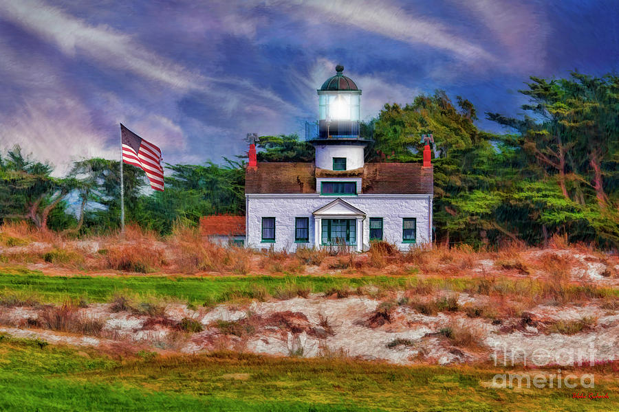Point Pinos lighthouse and Flag Photograph by Blake Richards