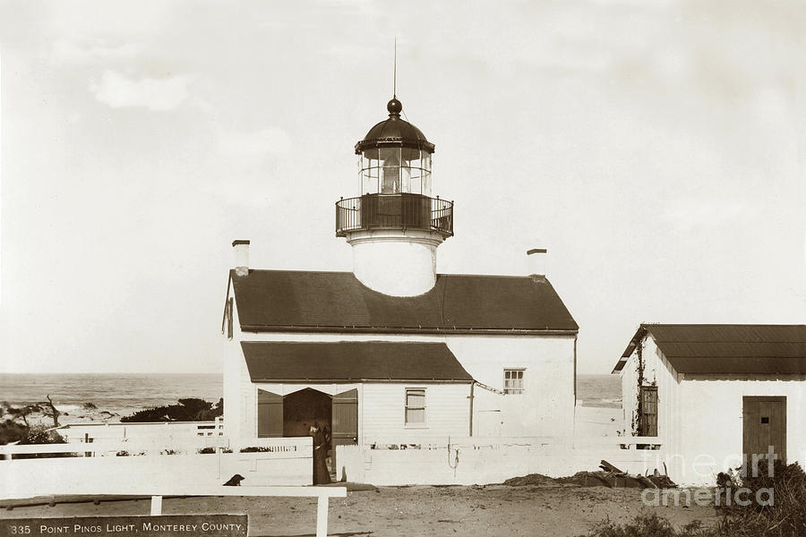 Point Pinos Lighthouse Photograph - Point Pinos Lighthouse, Pacific Grove, Monterey County California 1893 by Monterey County Historical Society