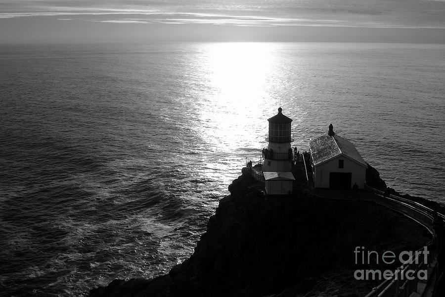 Point Reyes Lighthouse - Black and White Photograph by Carol Groenen