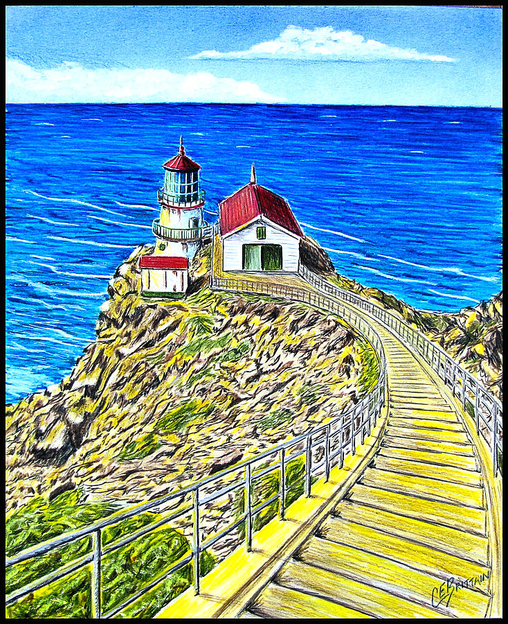 Lighthouse Drawing - Point Reyes Lighthouse by Chad Brittain