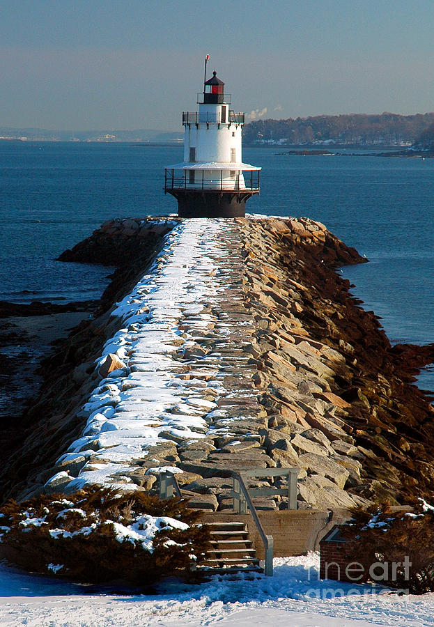 Point Spring Ledge Light - lighthouse seascape landscape rocky coast Maine Photograph by Jon Holiday