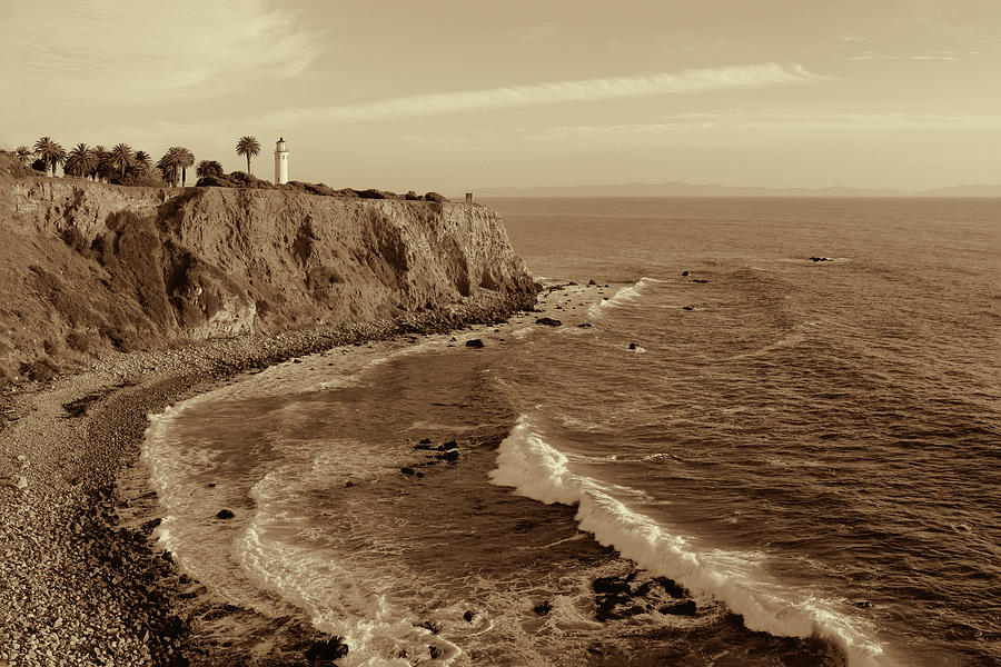 Point Vicente Lighthouse Palos Verdes California - Sepia rendition Photograph by Ram Vasudev
