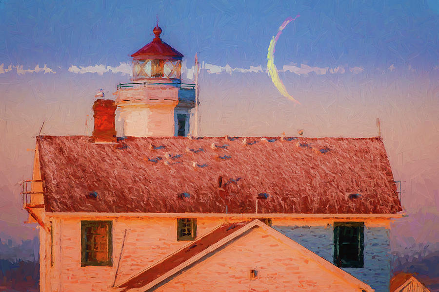 Point Wilson Lighthouse 5 Painting by Mike Penney