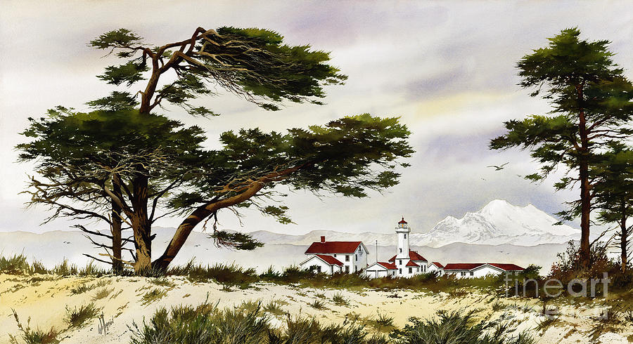 Point Wilson Lighthouse Shore Painting by James Williamson