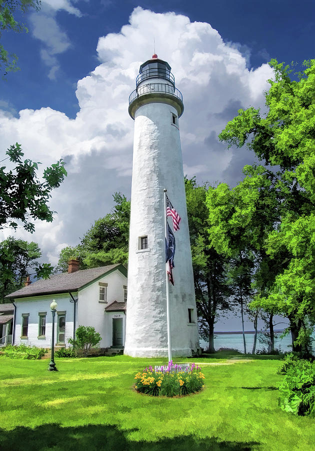 Pointe Aux Barques Lighthouse Painting by Christopher Arndt