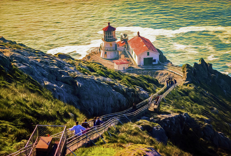 Pointe Reyes Lighthouse Painting by Mike Penney