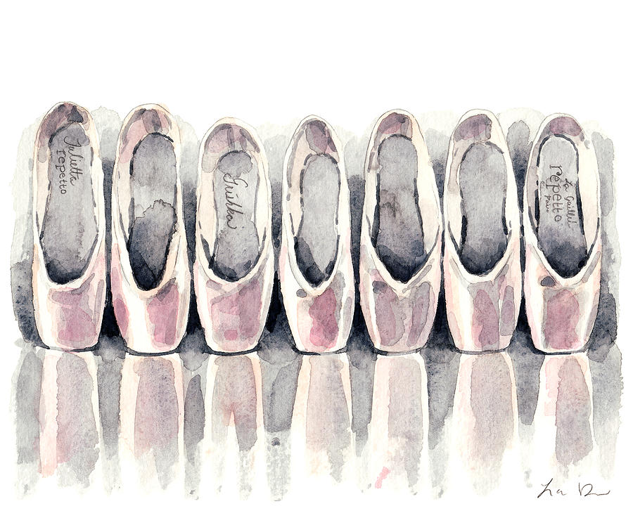 Natalie Portman Painting - Pointe Shoe Collection by Laura Row