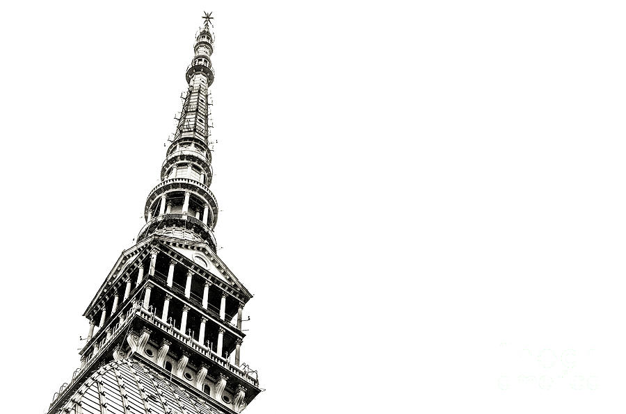 Pointed Tip Building Mole Antonelliana Turin Black And White Bac Photograph by Luca Lorenzelli