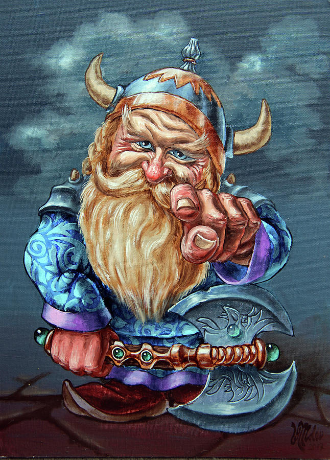 Pointing Gnome Painting by Victor Molev