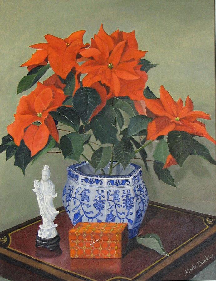 Christmas Painting - Pointsettia by Marie Dunkley