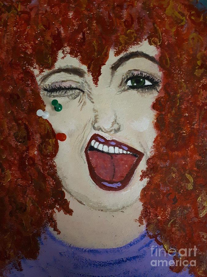 Poke em quirky redhead Painting by Lisa Koyle