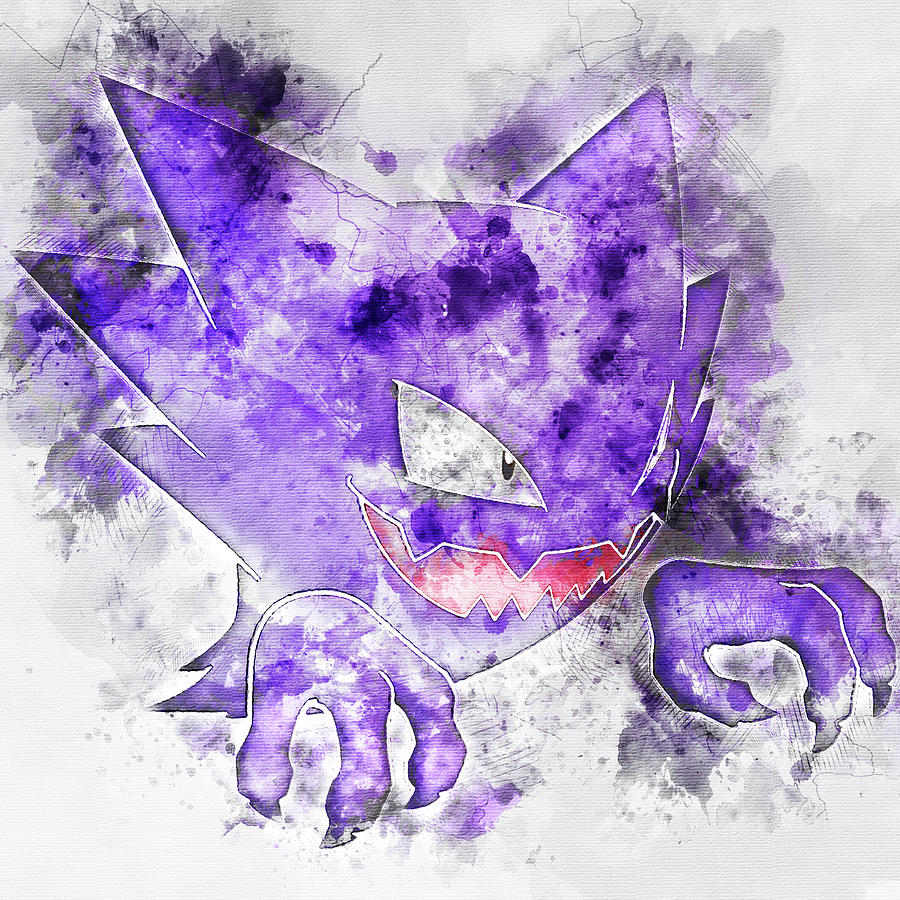 Abstract Painting - Pokemon Haunter Abstract Portrait - by Diana Van by Diana Van