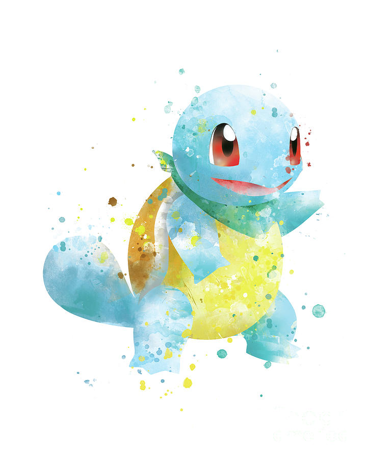 Abstract Mixed Media - Pokemon Squirtle by Monn Print