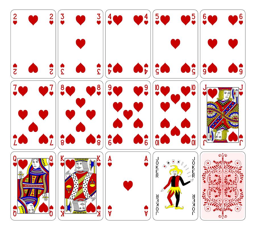 Poker cards heart set four color classic design Digital Art by Miroslav ...