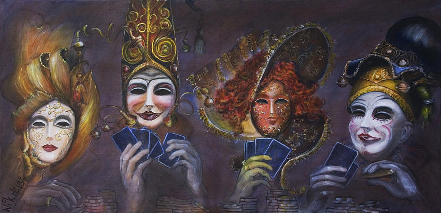 Masks Painting - Poker Face by Nik Helbig