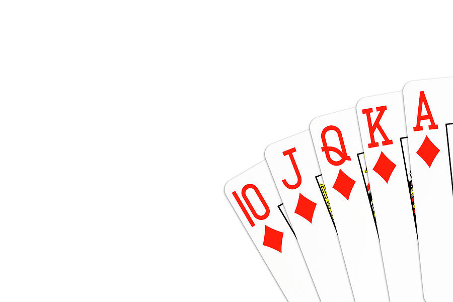 Poker Hand Royal Flush In Diamonds Isolated On White Background Photograph By Henning Marquardt