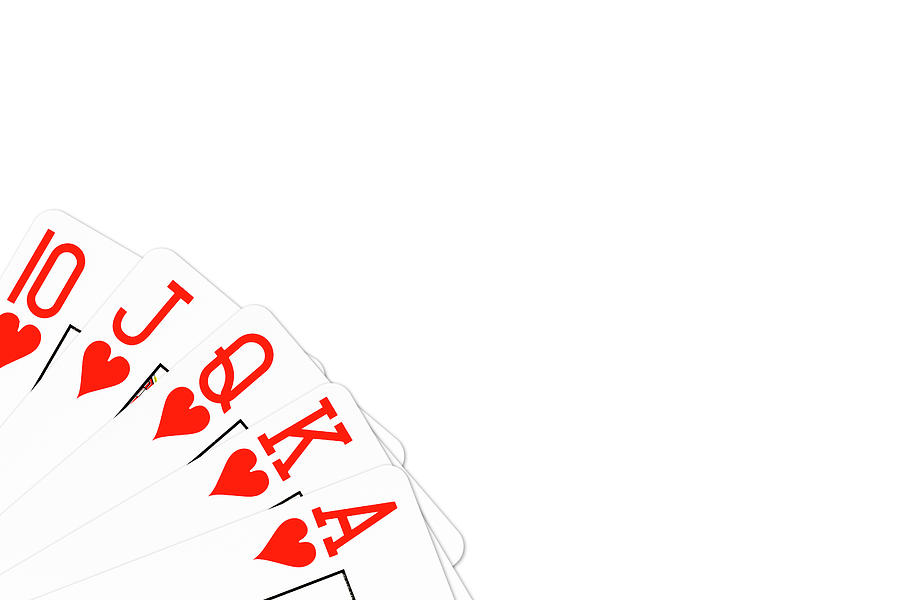 Poker Hand Royal Flush In Hearts Isolated On White Background Photograph By Henning Marquardt