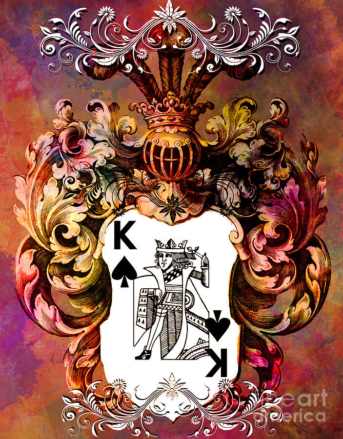 Poker King Spades colored Digital Art by Justyna Jaszke JBJart