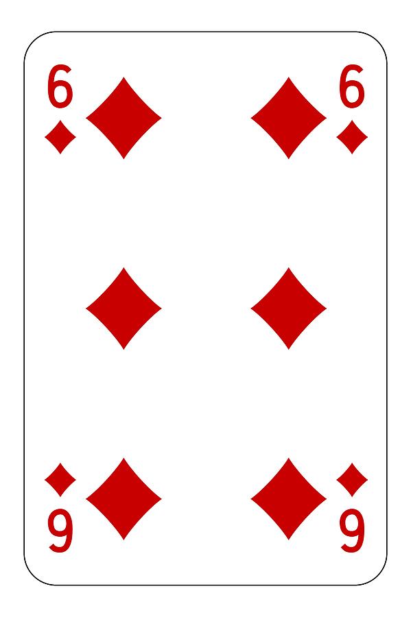 Poker playing card 6 diamond Digital Art by Miroslav Nemecek - Pixels