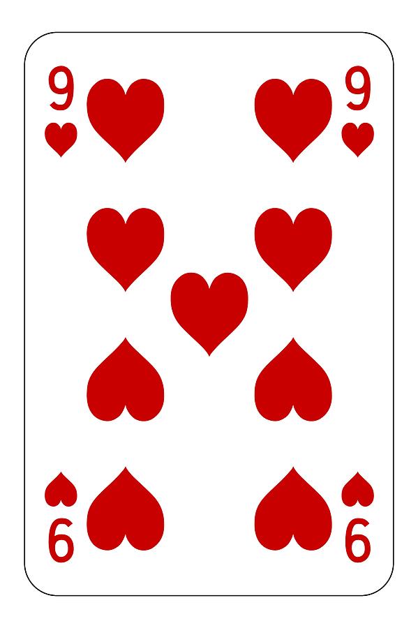 Poker playing card 9 heart Digital Art by Miroslav Nemecek - Fine Art ...