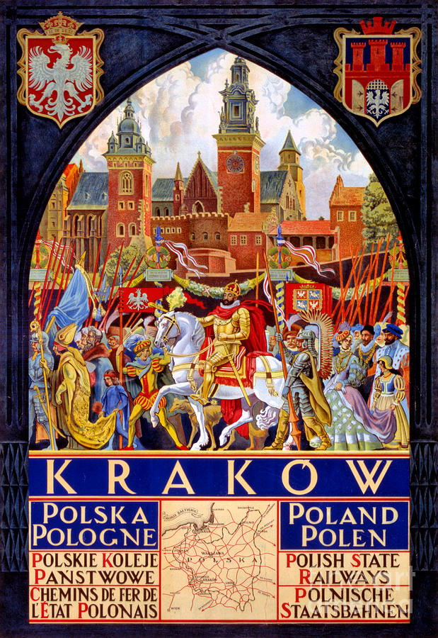 Vintage Painting - Poland Krakow Vintage Travel Poster Restored by Vintage Treasure