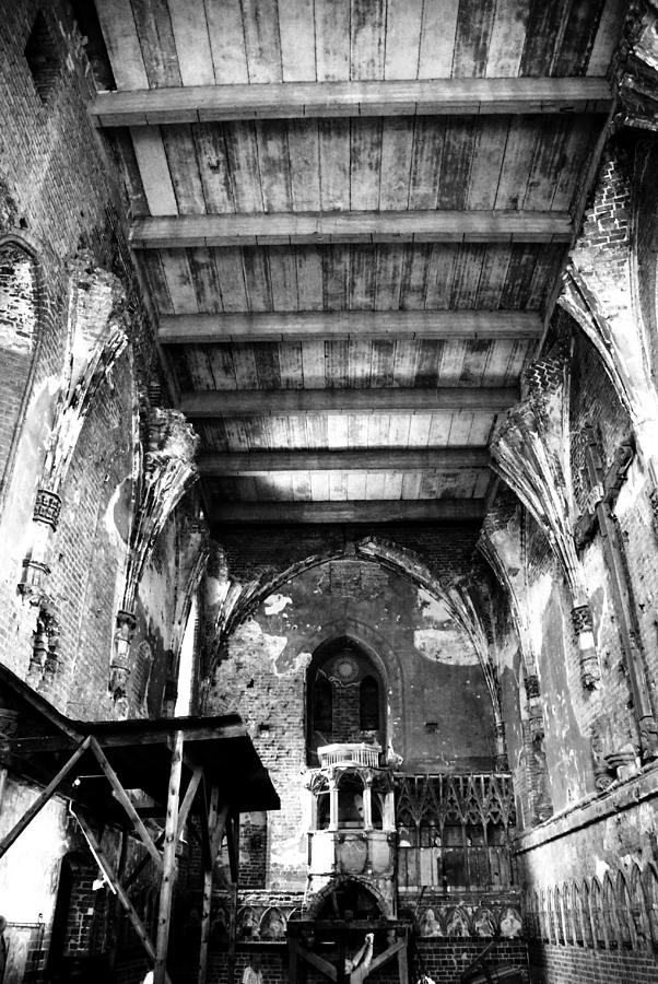  Poland - Malbork Castle - Church of the Virgin Mary B/W Photograph by Jacqueline M Lewis