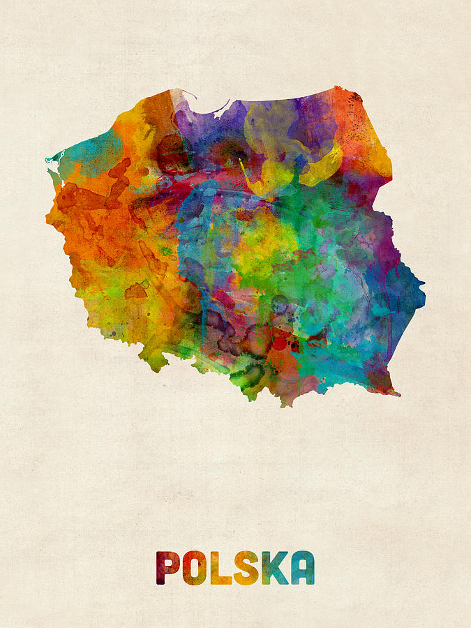 Poland Watercolor Map Digital Art by Michael Tompsett