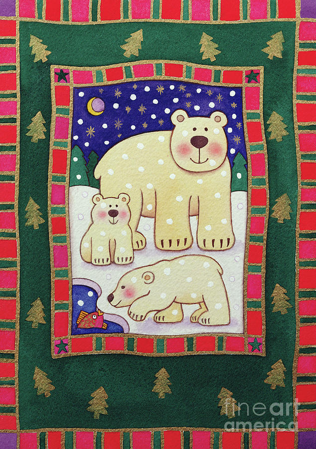 Polar Bear and Cubs Painting by Cathy Baxter