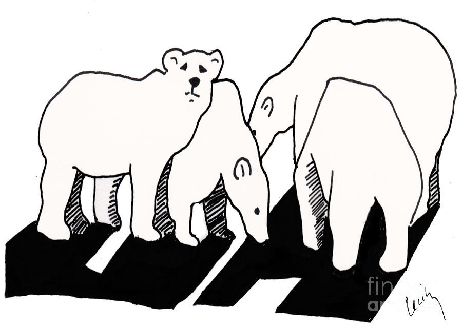 Bear Mixed Media - Polar Bear Club by Cecily Mitchell