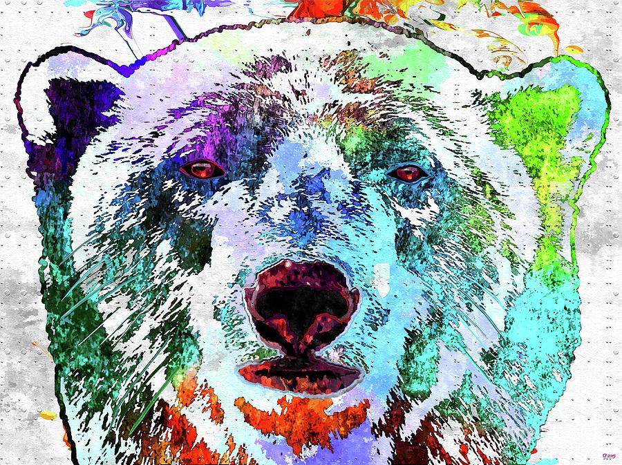 Vintage Mixed Media - Polar Bear Colored Grunge by Daniel Janda
