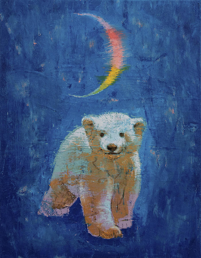 Polar Bear Cub Painting by Michael Creese