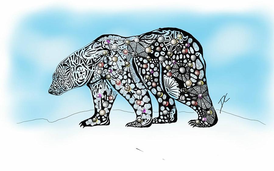 Polar bear doodle Digital Art by Darren Cannell