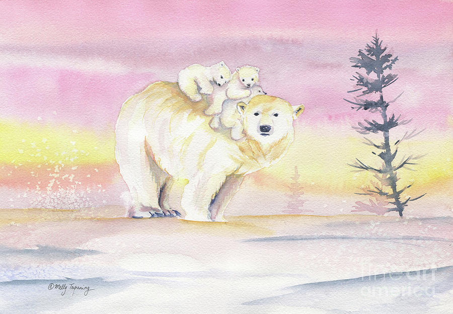 Polar Bear Family Painting by Melly Terpening