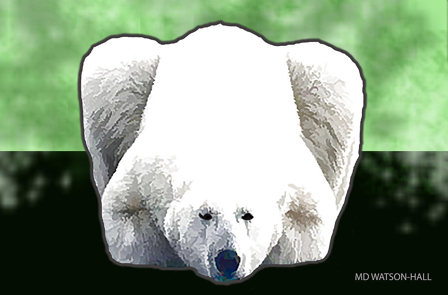 Polar Bear - Green Digital Art by Marlene Watson