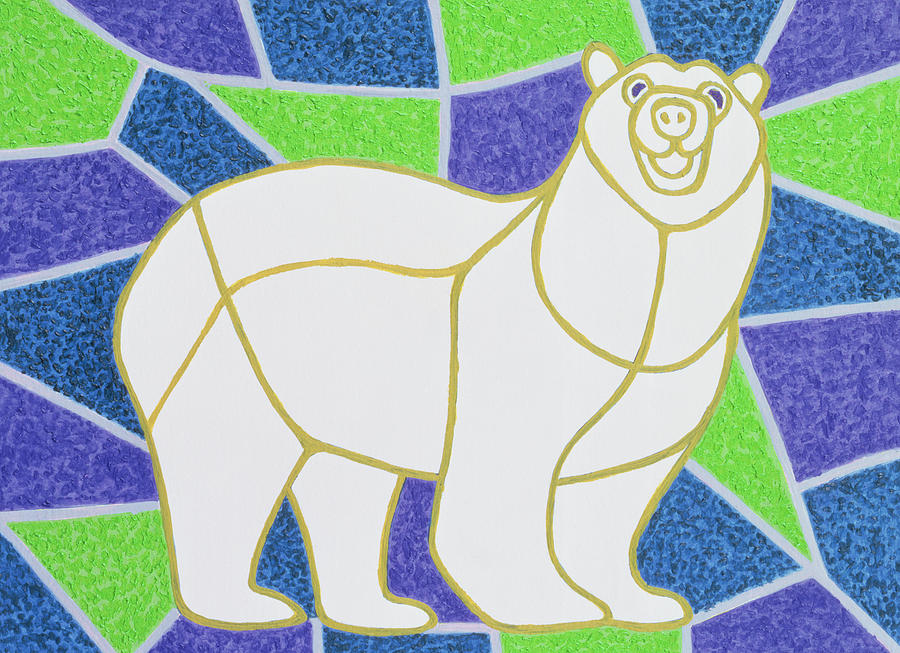 Polar Bear Painting - Polar Bear on Stained Glass by Pat Scott