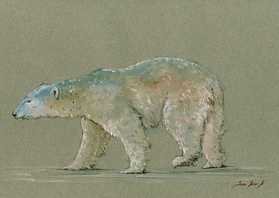 Polar Bear Original Watercolor Painting Art Painting By Juan Bosco   Polar Bear Original Watercolor Painting Art Juan Bosco 