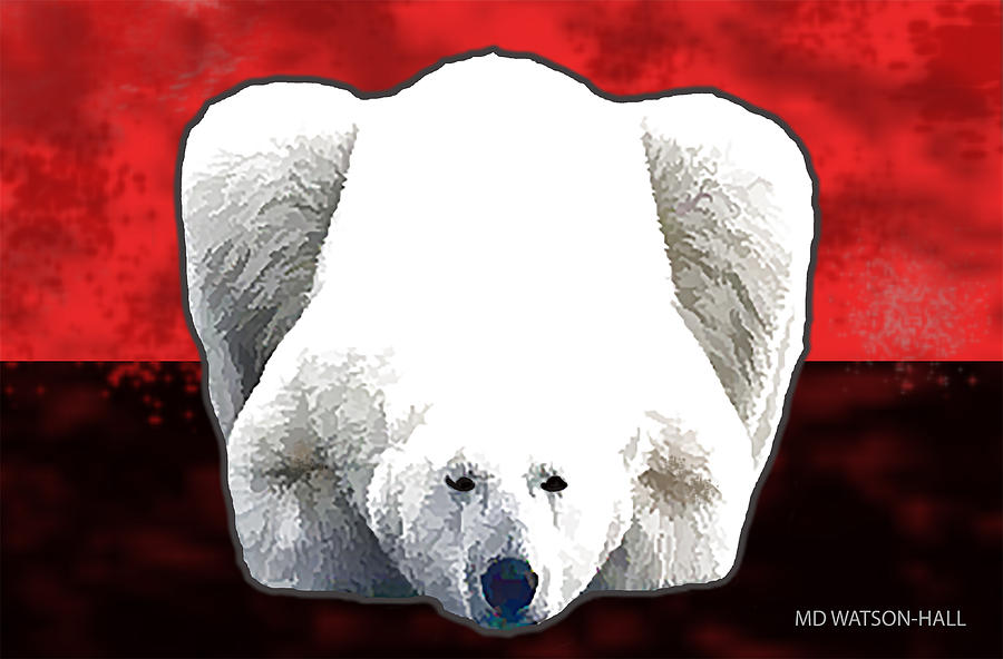 Polar Bear - Red Digital Art by Marlene Watson