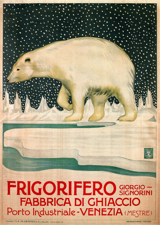 Vintage Painting - Polar Bear walking on ice - Vintage Travel Poster by Studio Grafiikka