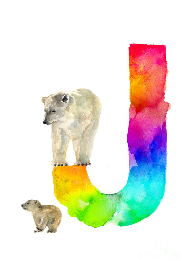 Bear Painting - Polar bear watercolor alphabet poster by Joanna Szmerdt